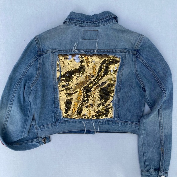 NEW GUESS Hayley Racer-Stripe Denim Jacket SZ S - Picture 9 of 11